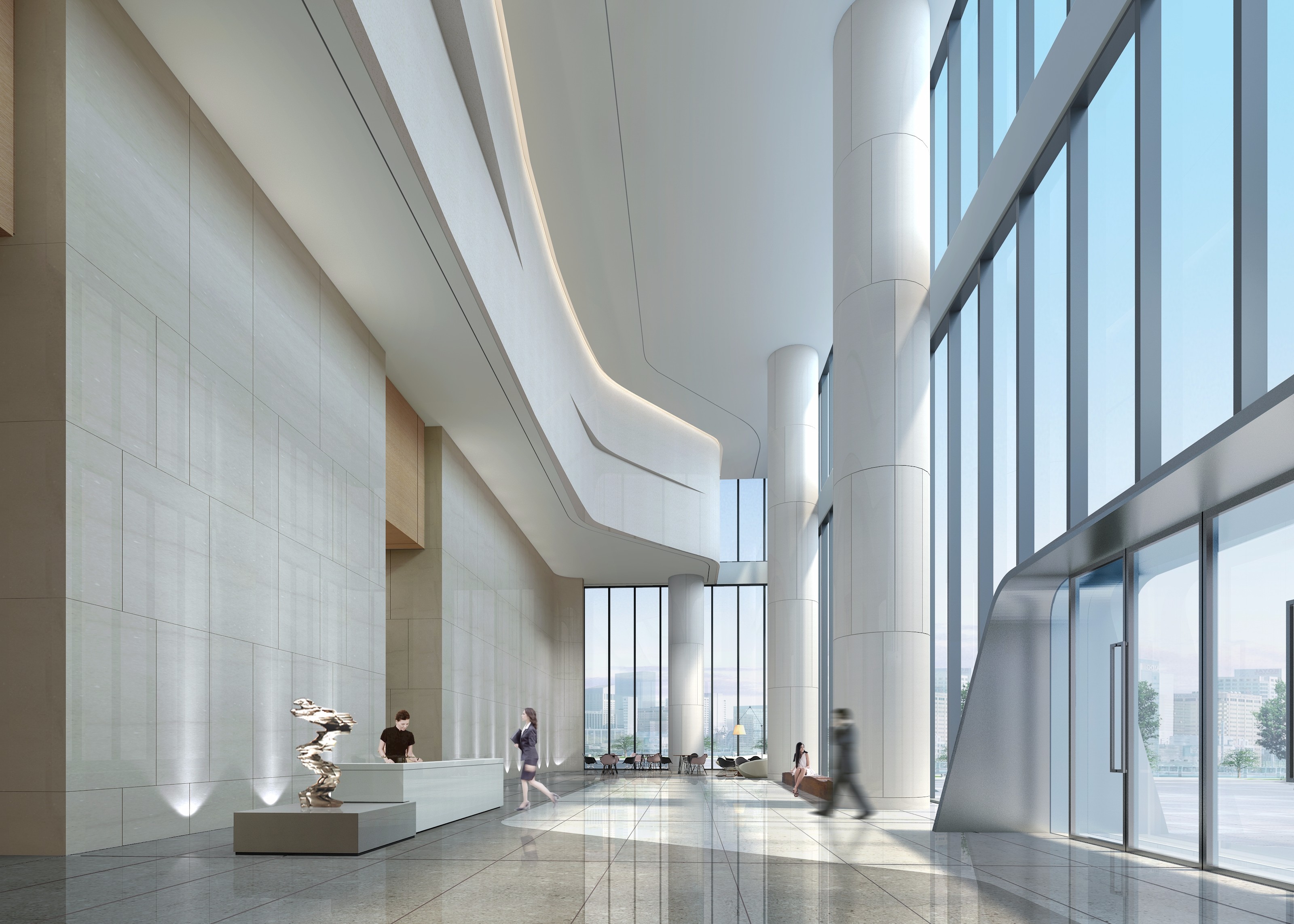 嘉定區(qū)辦公樓大廳裝修設計-第4張圖片-上海古都建筑設計集團 嘉定區(qū)辦公樓大廳裝修設計-第4張圖片-上海古都建筑設計集團